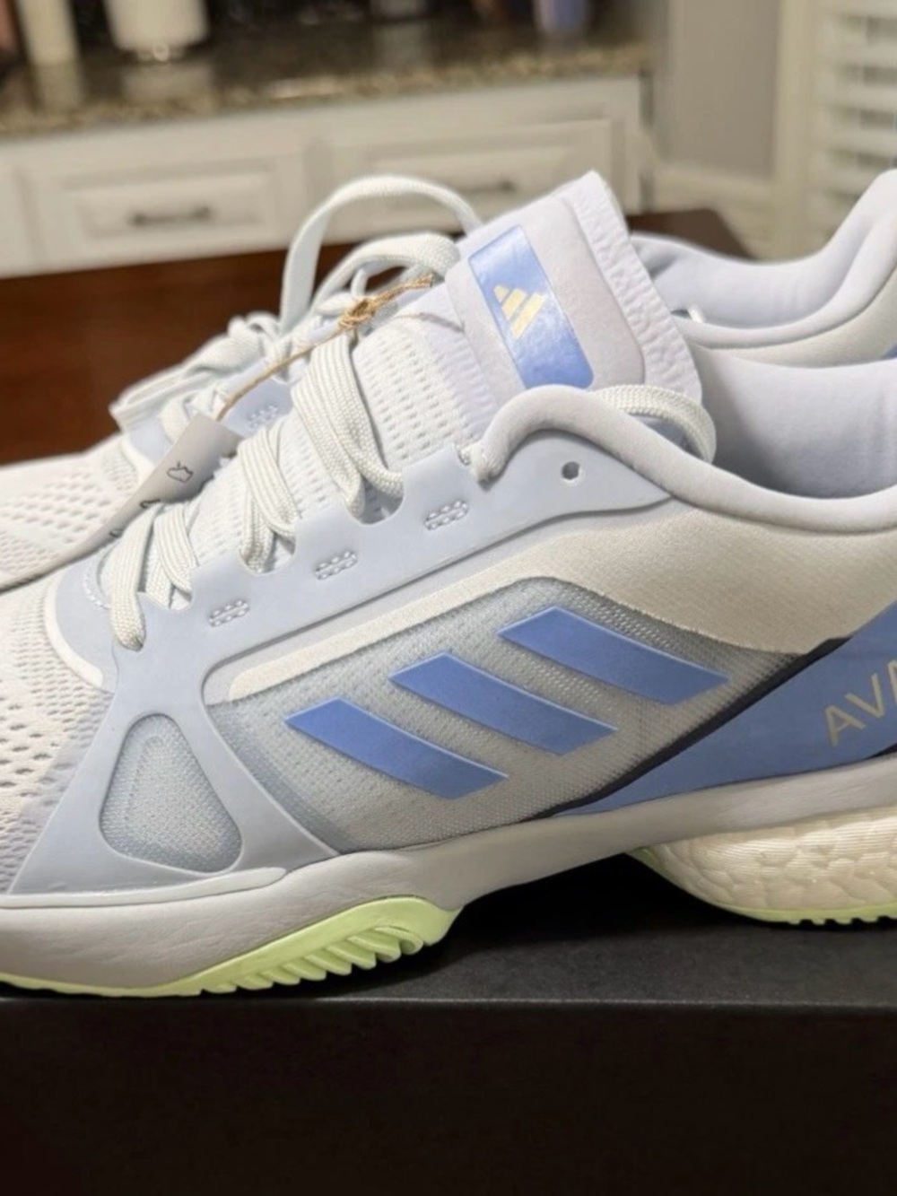 adidas Light Gray Sneakers with Pale Blue Logo - Picture 3 of 6